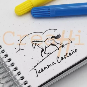 Exlibris animales caballo en el campo