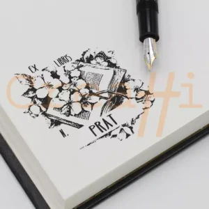 Exlibris clásico libro y flores