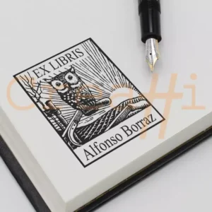 Exlibris clásico búho