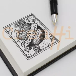 Exlibris clásico bola del mundo