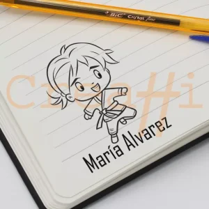 Exlibris deportivo artes marciales chica