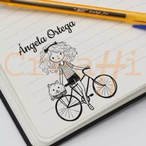 Exlibris deportivo ciclismo chica