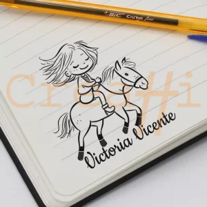 Exlibris deportivo equitación chica