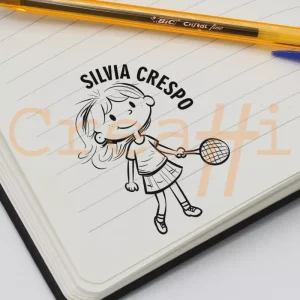 Exlibris deportivo tenis chica