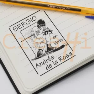 Exlibris deportivo ski