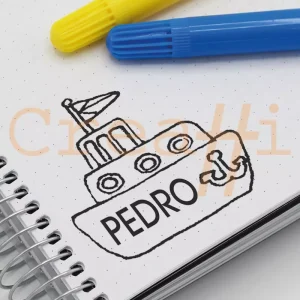 Exlibris infantil con diseño de barco