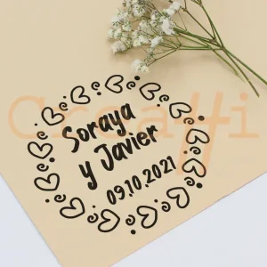 Exlibris para bodas corazones cartoon