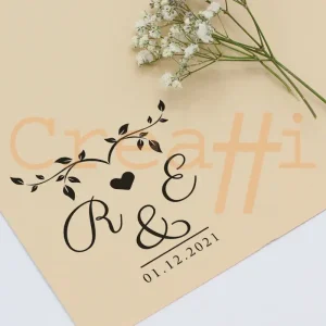 Exlibris para bodas hojas amorosas