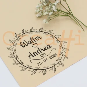 Exlibris para bodas ramillete circular