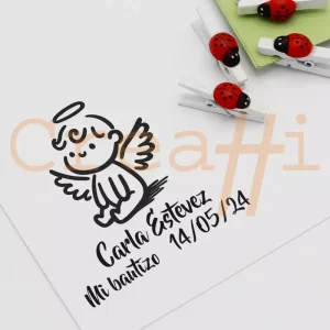 Sello bautizo diseño angelito