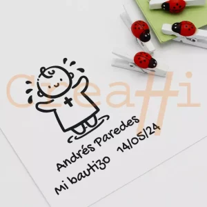 Sello bautizo diseño niño recién bautizado