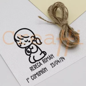 Sello comunión diseño niña rezando