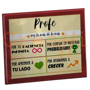 Placa de regalo para profesores con frases