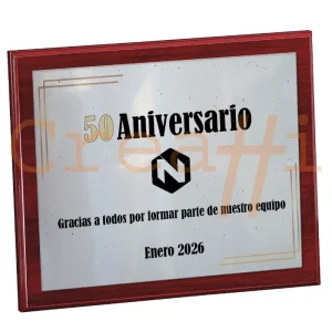 Placa personalizada dorada