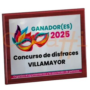 Placa para concurso de disfraces
