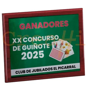 Placa para concurso de guiñote