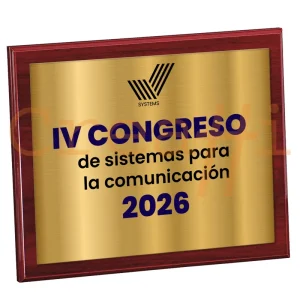 Placa personalizada congreso acabado en oro