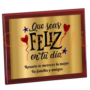 Placa personalizada cumpleaños acabado en oro