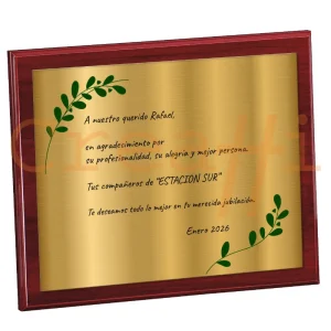 Placa personalizada ramilletes acabado en oro