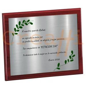 Placa personalizada ramilletes acabado en plata