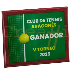 Placa para torneo de tennis